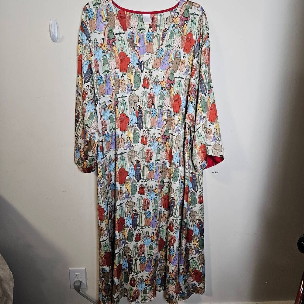 Natori Multicolor Printed Women’s Robe - Red Trim